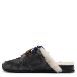 Greywashed faux fur sneaker muiltjes