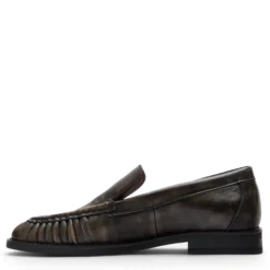 Greywashed leren loafers met rimpel design