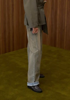 Greywashed leren loafers met rimpel design