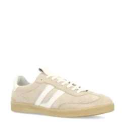 Grijze suède sneakers met witte details