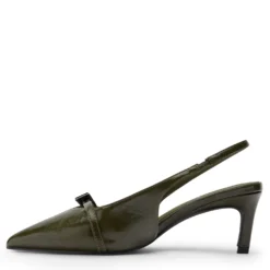 Groene lak slingbacks met gesp