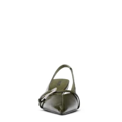 Groene lak slingbacks met gesp