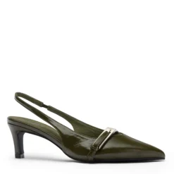 Groene lak slingbacks met gesp