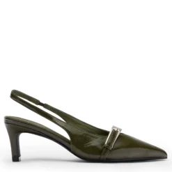 Groene lak slingbacks met gesp
