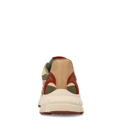 Groene leren sneakers met rode details