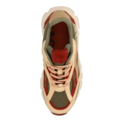 Groene leren sneakers met rode details