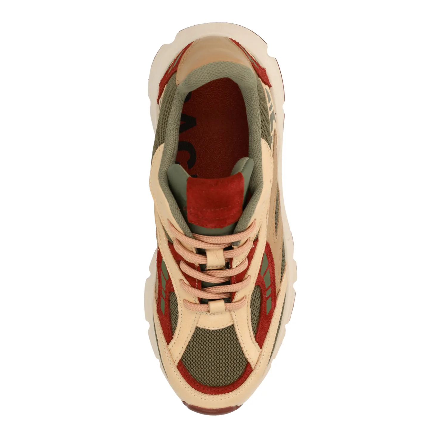 Groene leren sneakers met rode details