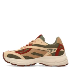Groene leren sneakers met rode details