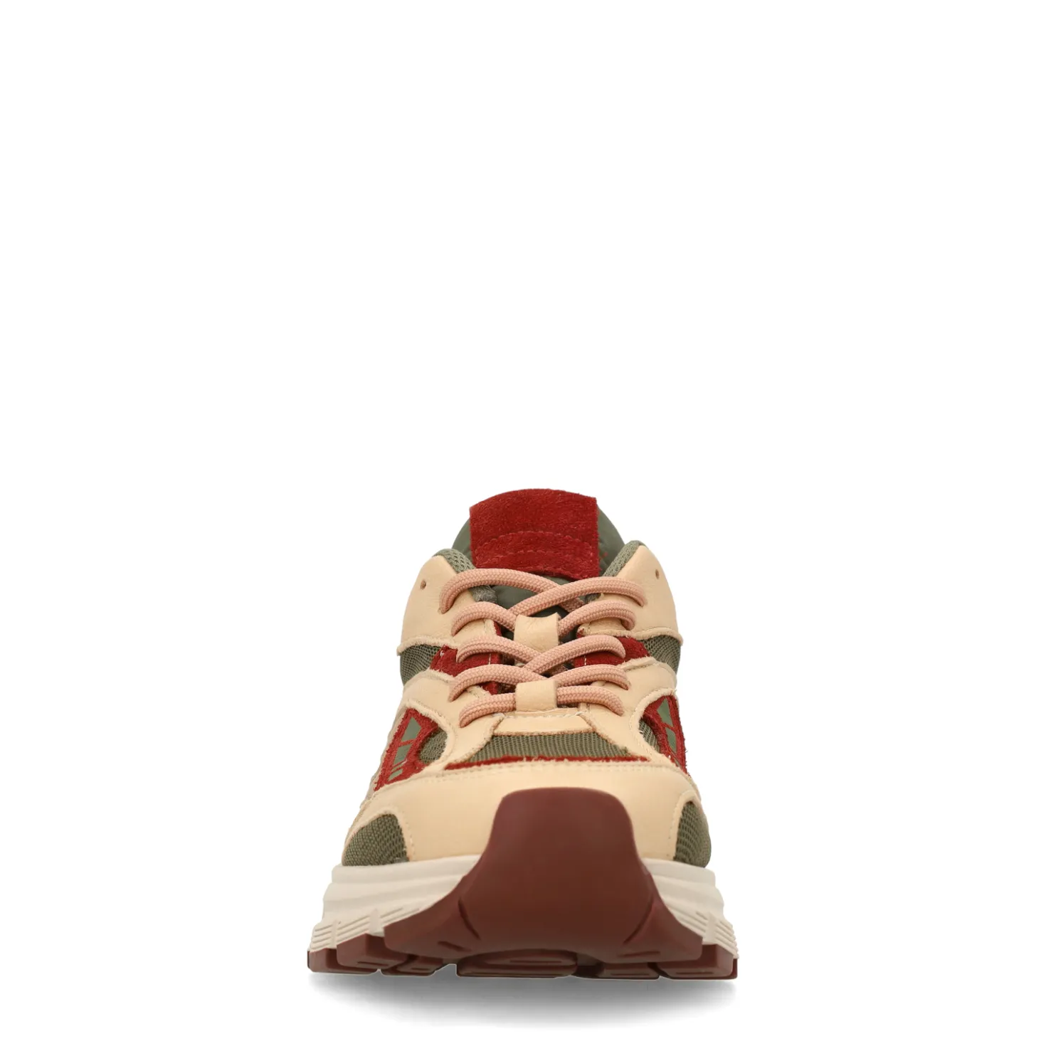 Groene leren sneakers met rode details
