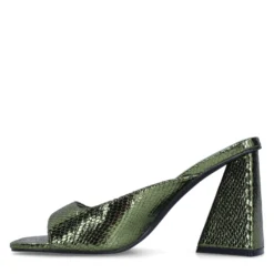 Groene metallic muiltjes met hak