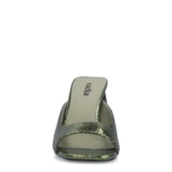Groene metallic muiltjes met hak