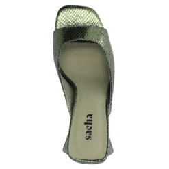 Groene metallic muiltjes met hak