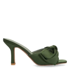 Groene muiltjes met hak en strik