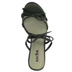Groene sandalen met hak en strikjes