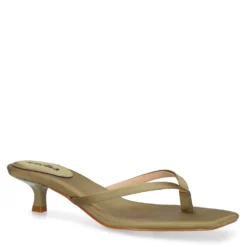 Groene satijnen slippers met hak
