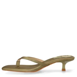 Groene satijnen slippers met hak