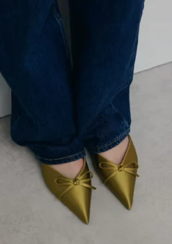 Groene slingbacks met strikje