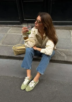 Groene sneakers met kanten veters