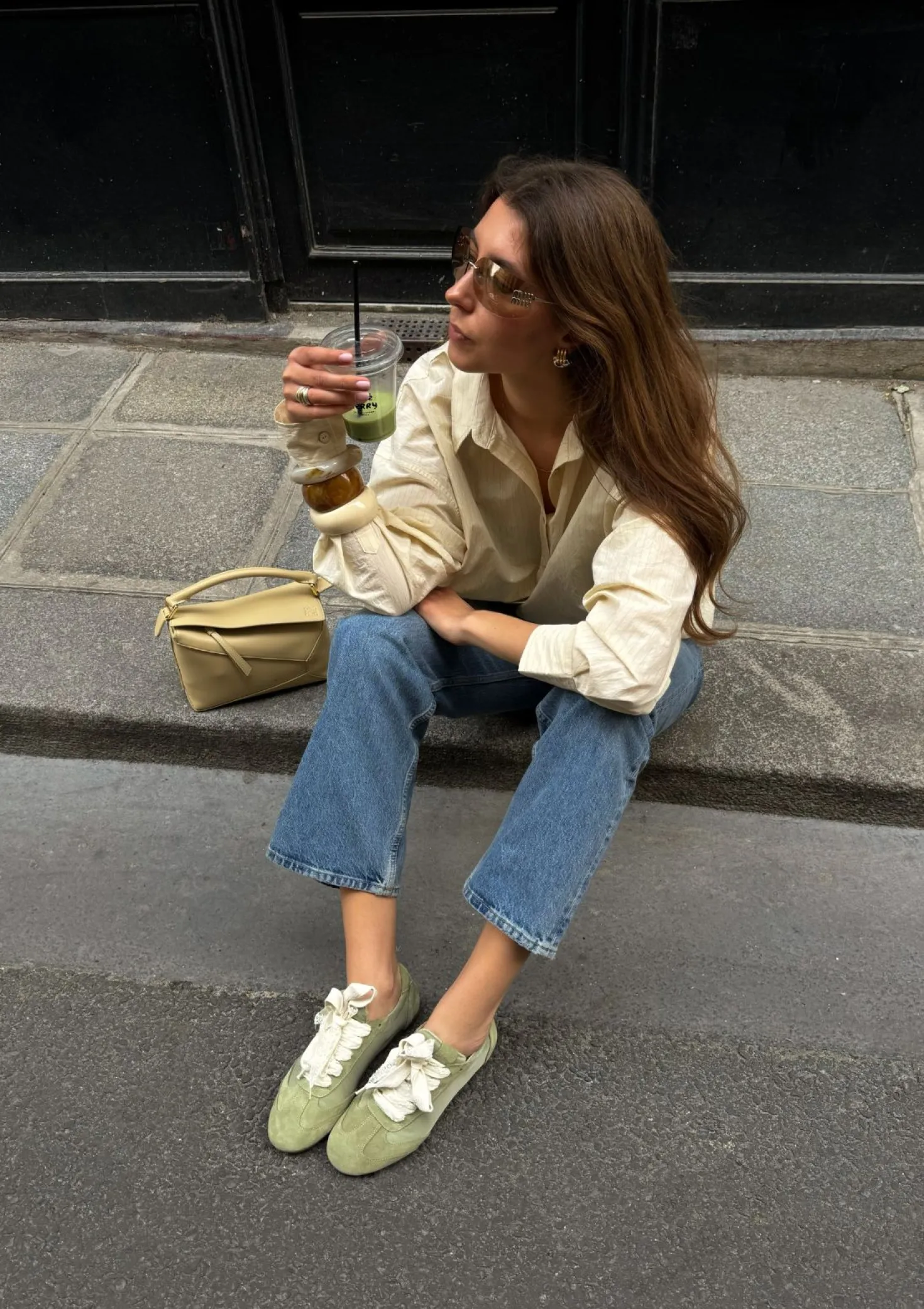 Groene sneakers met kanten veters