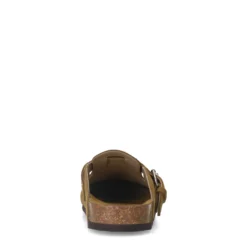 Groene suède clogs met gesp