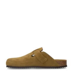 Groene suède clogs met gesp