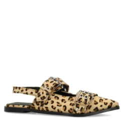 Leopard buckle slingbacks