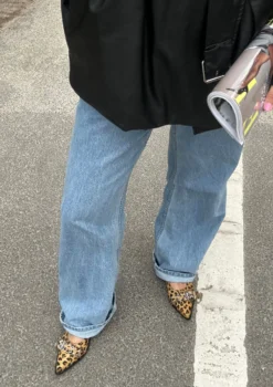 Leopard buckle slingbacks