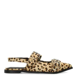 Leopard buckle slingbacks