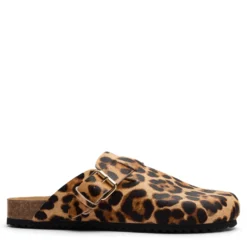 Leopard clogs met gesp