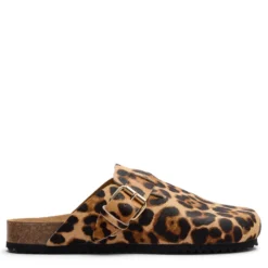Leopard clogs met gesp