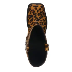 Leopard leren biker boots
