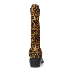 Leopard leren biker boots