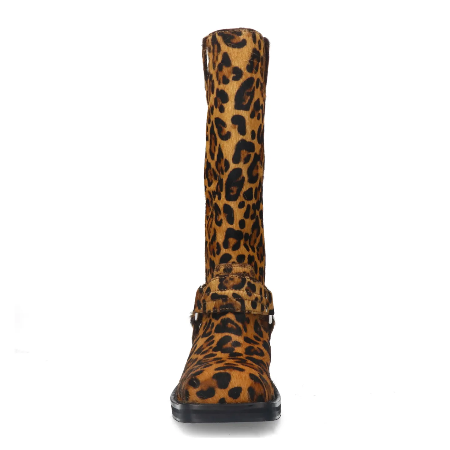 Leopard leren biker boots