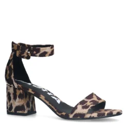 Leopard sandalen met blokhak
