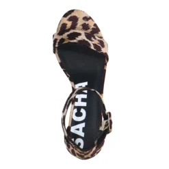 Leopard sandalen met blokhak