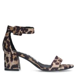 Leopard sandalen met blokhak