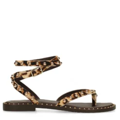 Leopard sandalen met goudkleurige studs