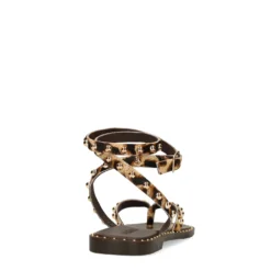 Leopard sandalen met goudkleurige studs