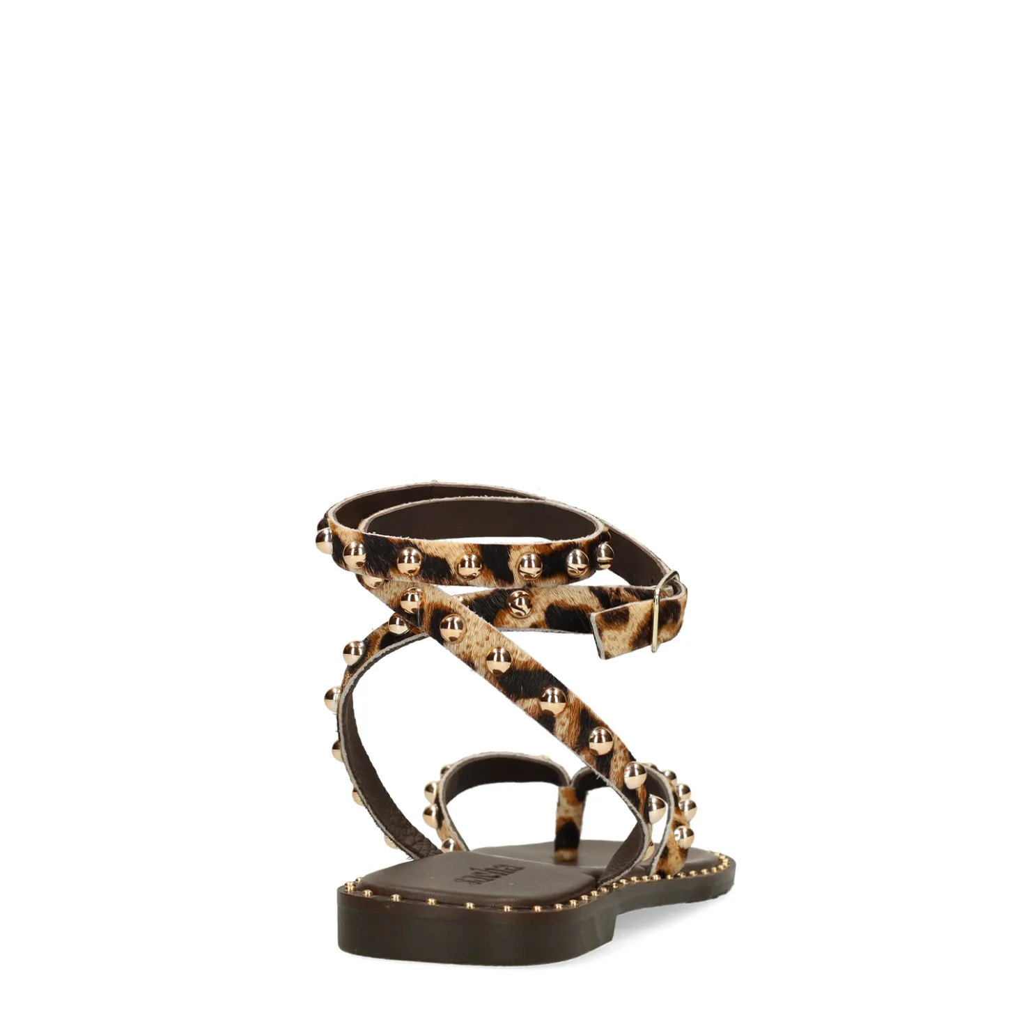 Leopard sandalen met goudkleurige studs