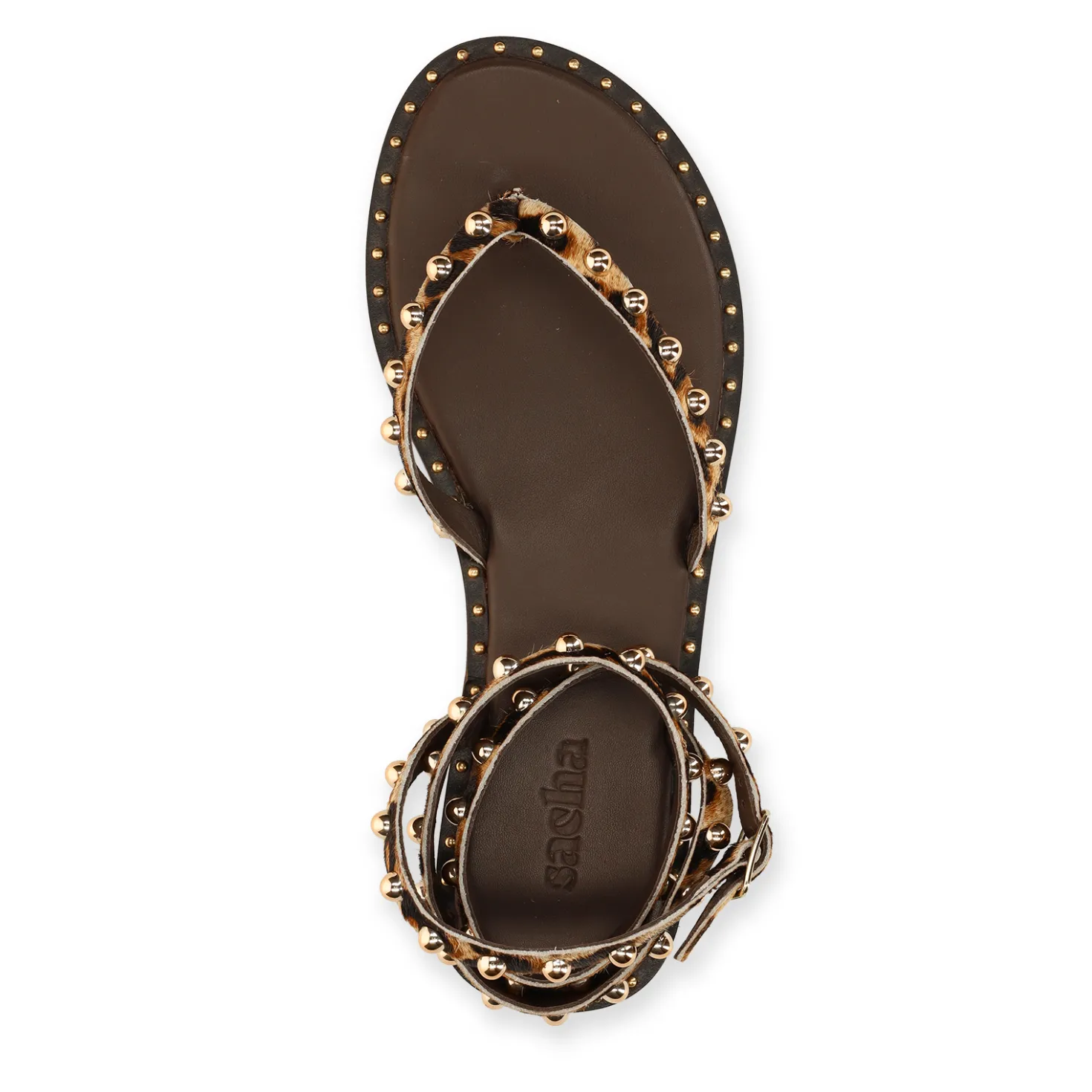 Leopard sandalen met goudkleurige studs