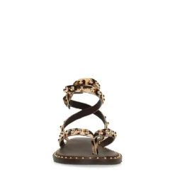 Leopard sandalen met goudkleurige studs