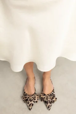 Leopard slingbacks met strik