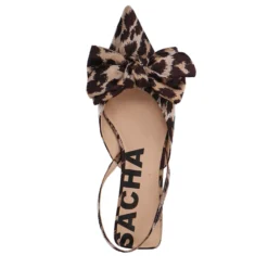 Leopard slingbacks met strik