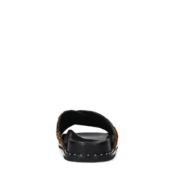Leopard slippers met zilverkleurige studs