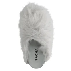 Lichtblauwe fluffy clogs
