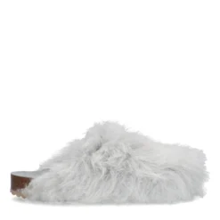 Lichtblauwe fluffy clogs