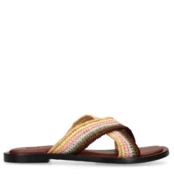 Multicolor gevlochten slippers
