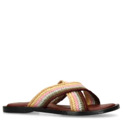 Multicolor gevlochten slippers