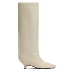 Off white hoge laarzen met kitten heel