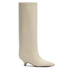 Off white hoge laarzen met kitten heel